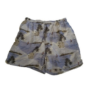 Extreme Limit Vintage Men's Swim Trunks | Sailboat Palm Tree Print | Mesh Lined